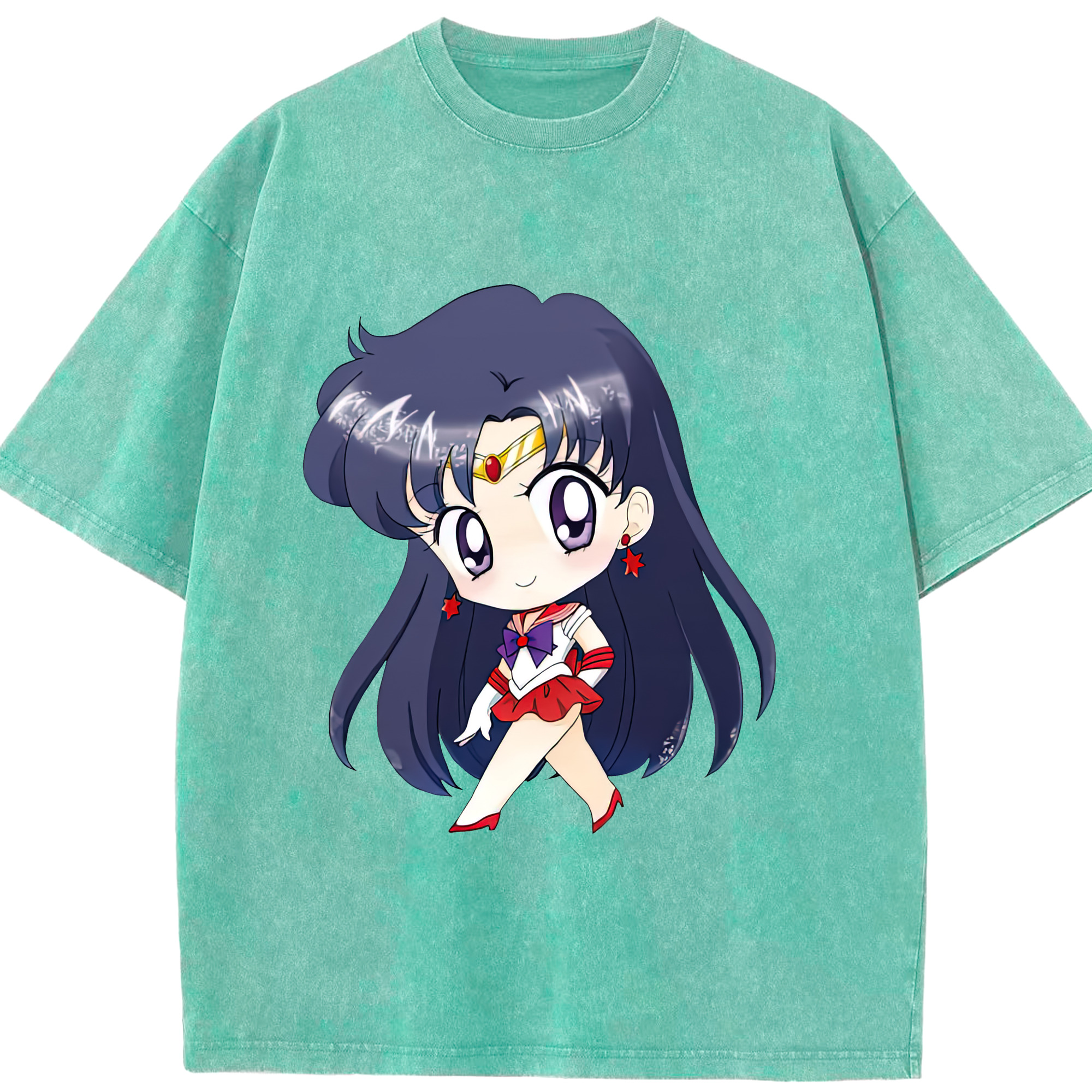 （画像用） 美少女戦士セーラームーン 火野レイ ひの レイ Sailor Moon Hino Rei （セーラーマーズ,Sailor Mars） 綿100% ヴィンテージ風 半袖Tシャツ（フロントプリント）